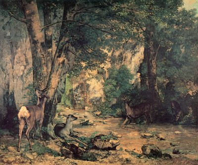 A Thicket of Deer at the Stream of Plaisir-Fontaine by Gustave Courbet